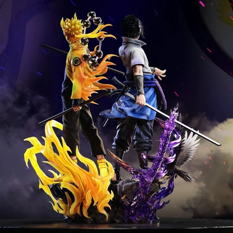 New Naruto Shippuden Figurine Naruto Uzumaki Uchiha Sasuke Action Figure 38cm PVC Toy Statue Collection Model Birthday Gifts