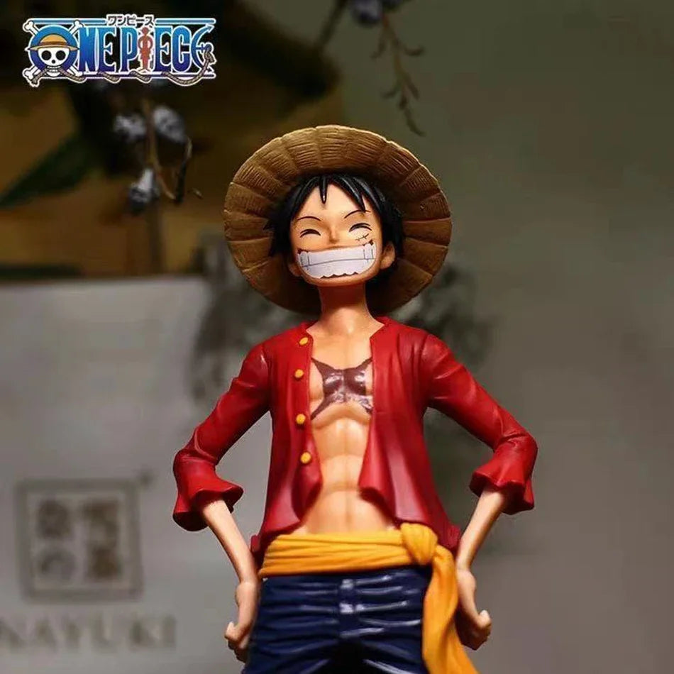Hot 28cm One Piece Anime Figure Confident Smiley Luffy Three Form Face Changing Doll Action Figurine Model Toys Kits