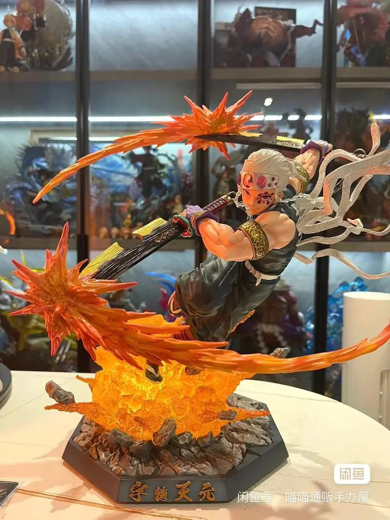 Figura de Anime Demon Slayer Up Uzui Tengen Kimetsu No Yaiba figura de acción de Pvc figura de luz Led muñeca juguetes regalos de modelos coleccionables