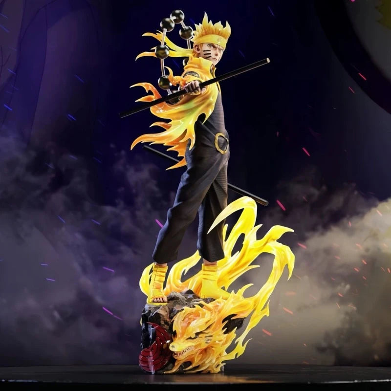 New Naruto Shippuden Figurine Naruto Uzumaki Uchiha Sasuke Action Figure 38cm PVC Toy Statue Collection Model Birthday Gifts