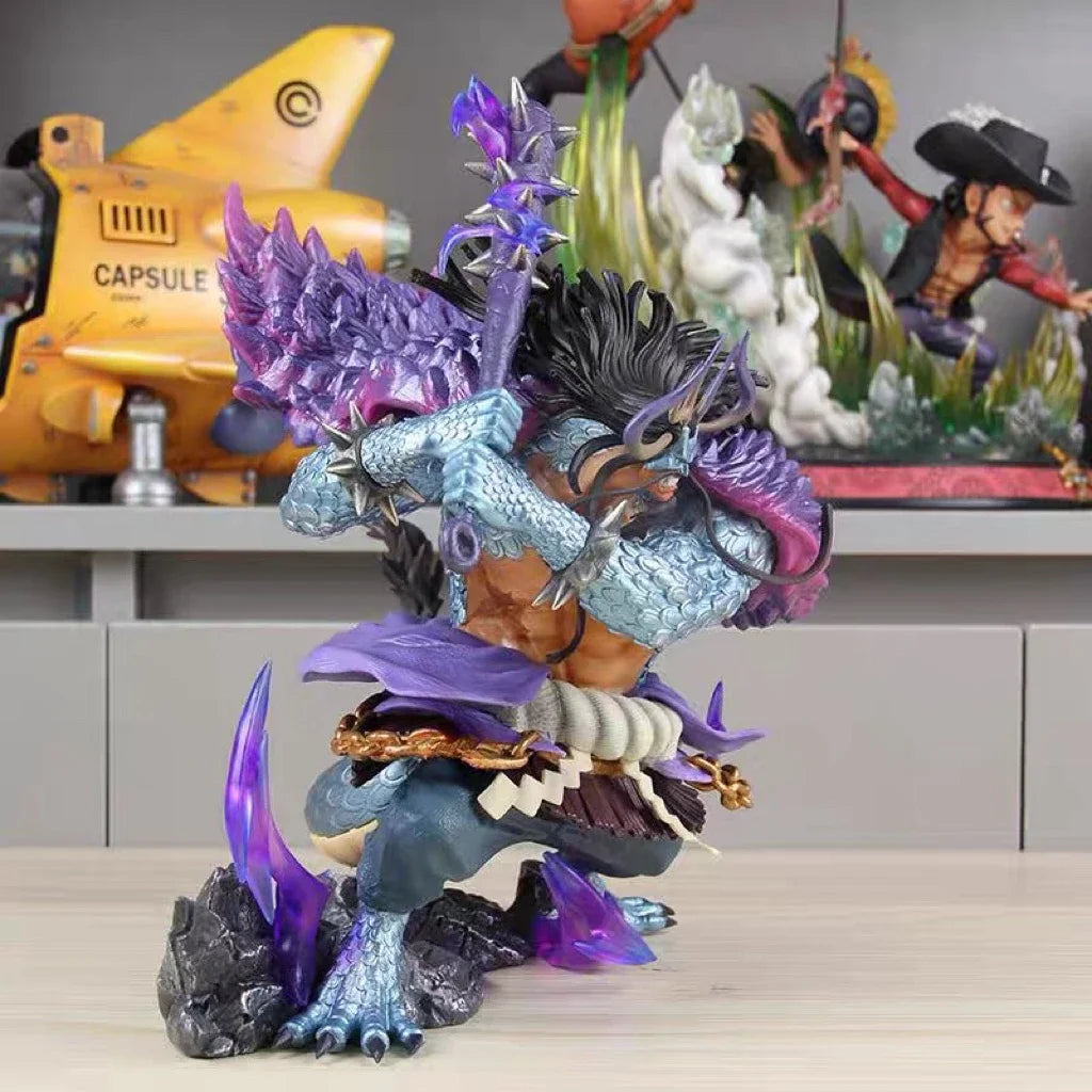 One Piece Four Emperors Kaidou Orc Form Anime Action Figure Wolf Teeth Stick Statue PVC Model Decoration Collection Toy Gifts