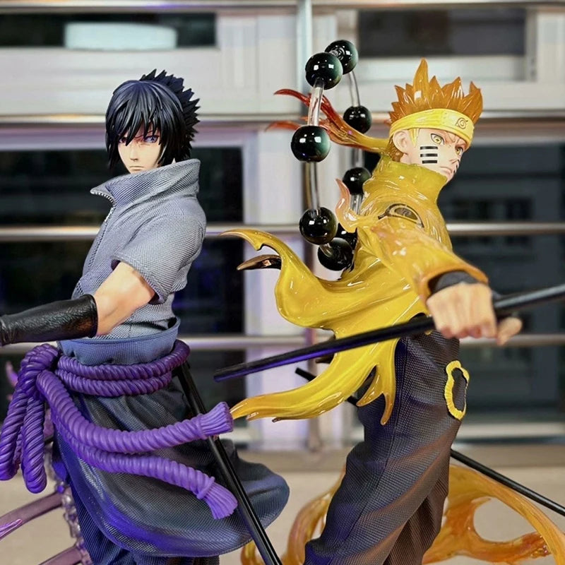 New Naruto Shippuden Figurine Naruto Uzumaki Uchiha Sasuke Action Figure 38cm PVC Toy Statue Collection Model Birthday Gifts