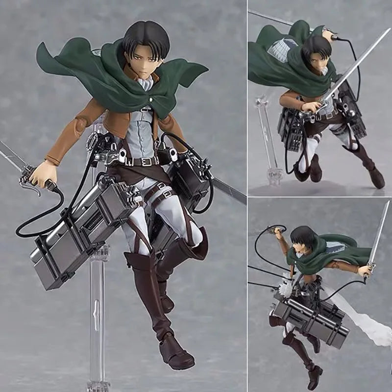 28cm Attack on Titans Levi Ackerman Action Anime Figura Kawai Eren Jaege Mikasa Ackerman The Armored Titan Figure Cute Doll Toys