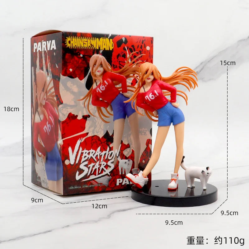 Figura de hombre motosierra de Anime de 15CM, posición sentada de potencia, modelo de Anime, juguetes, colección de regalos, adornos de decoración de PVC
