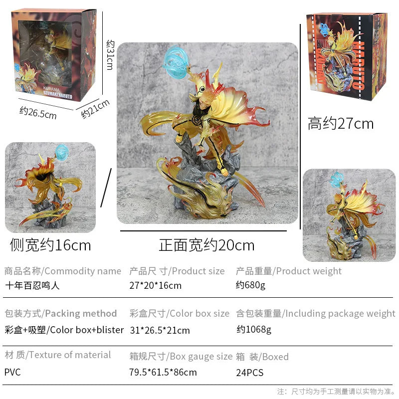 27CM Ten Year Ninja Naruto Series Nine Lamas Six Paths Immortals Naruto Anime Accessories Handmade Toys Desktop Ornament gift