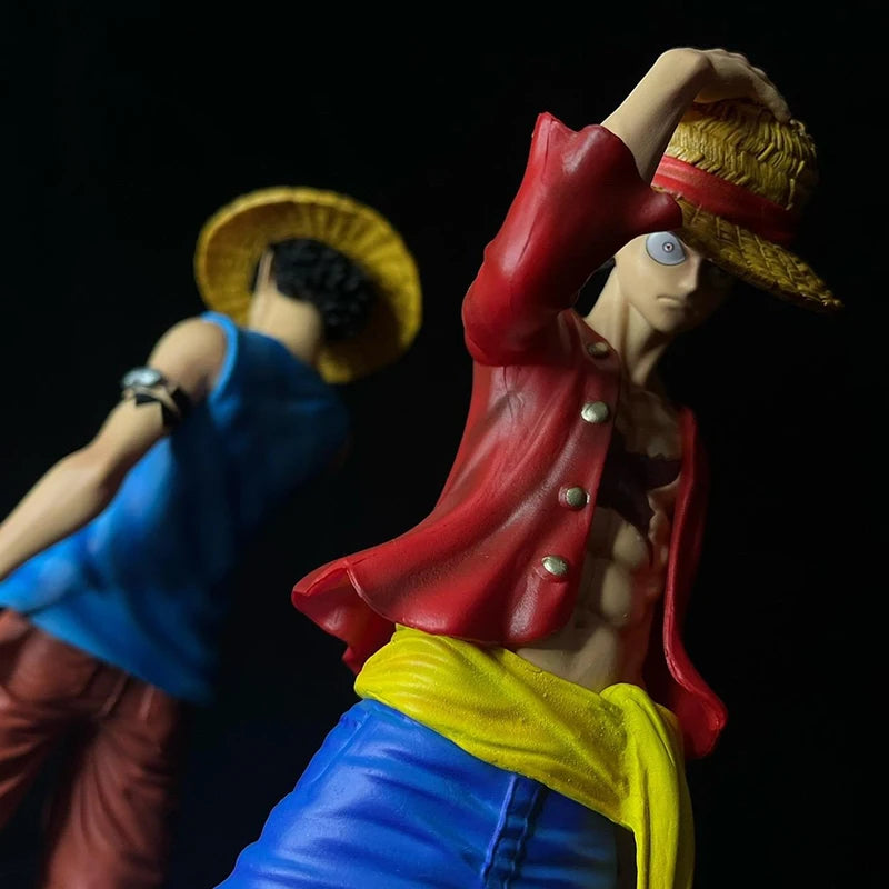 Estatua de PVC de 23cm, modelo de estudio JT de una pieza, Post-Timeskip Luffy, paquete de 2, sombrero, prensa, Pose, figura coleccionable de Anime, juguete de regalo