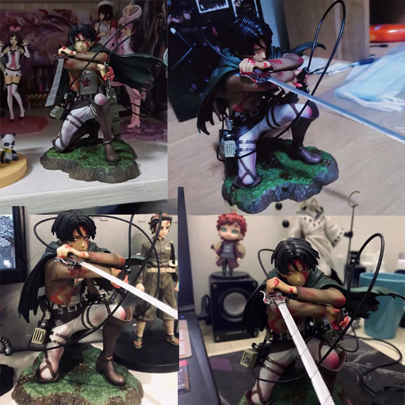 28cm Attack on Titans Levi Ackerman Action Anime Figura Kawai Eren Jaege Mikasa Ackerman The Armored Titan Figure Cute Doll Toys