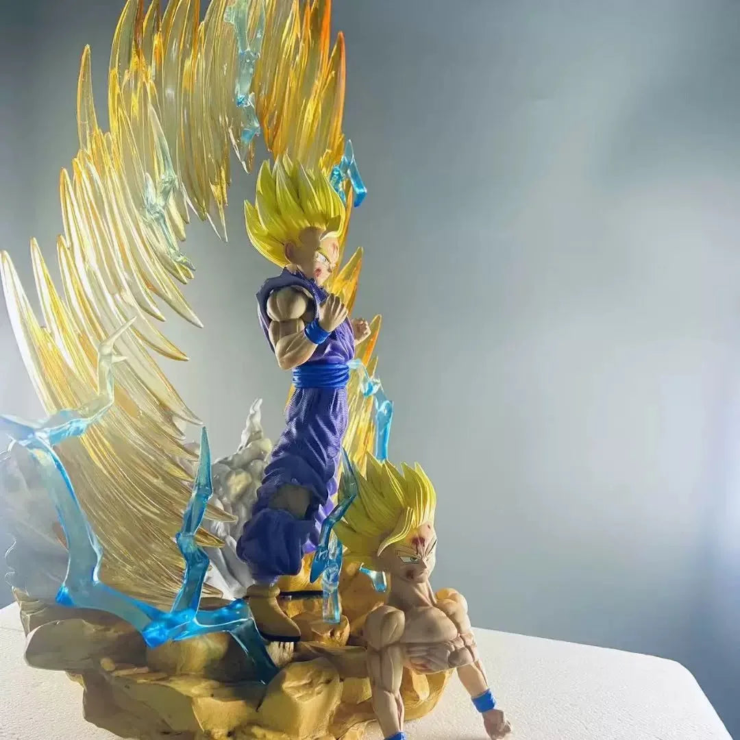 Figuras de Dragon Ball Son Gohan Anime Super Saiyan 2, estatua luminosa, cabeza reemplazable, modelo de mano, juguetes para regalos de cumpleaños