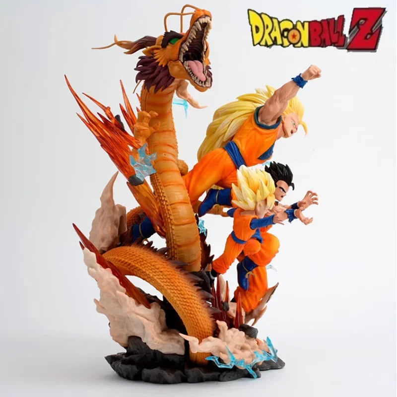 Figura Goku, Gohan y Goten - Dragon Ball | Puño de Dragón GK 28cm