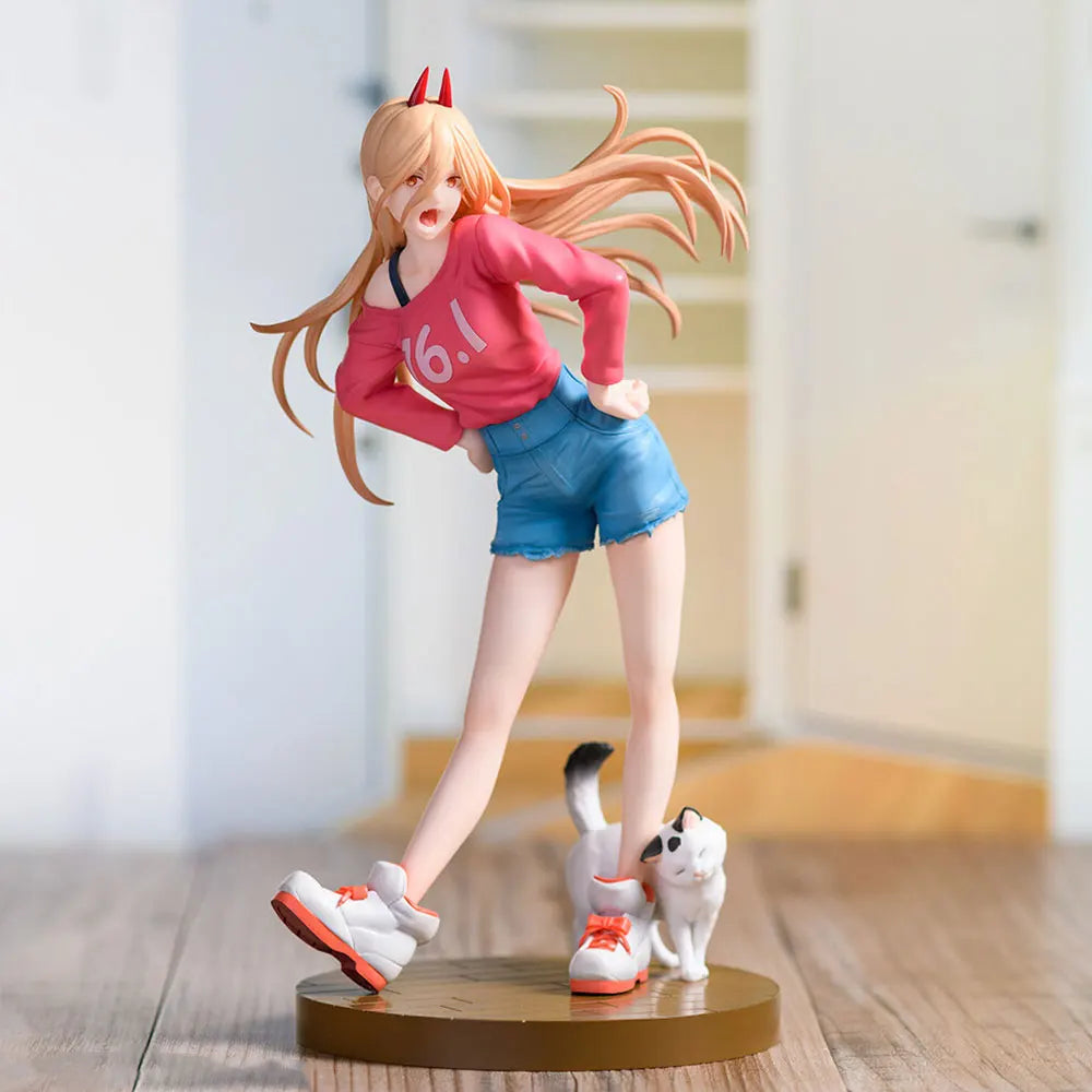 Figura de hombre motosierra de Anime de 15CM, posición sentada de potencia, modelo de Anime, juguetes, colección de regalos, adornos de decoración de PVC