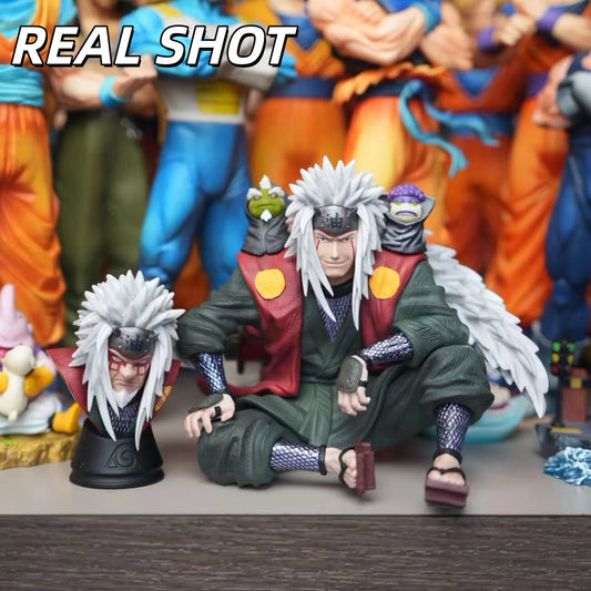 Figura Jiraiya - Naruto Shippuden | HY Studio Pose Sentado Modo Sennin con Doble Cabeza