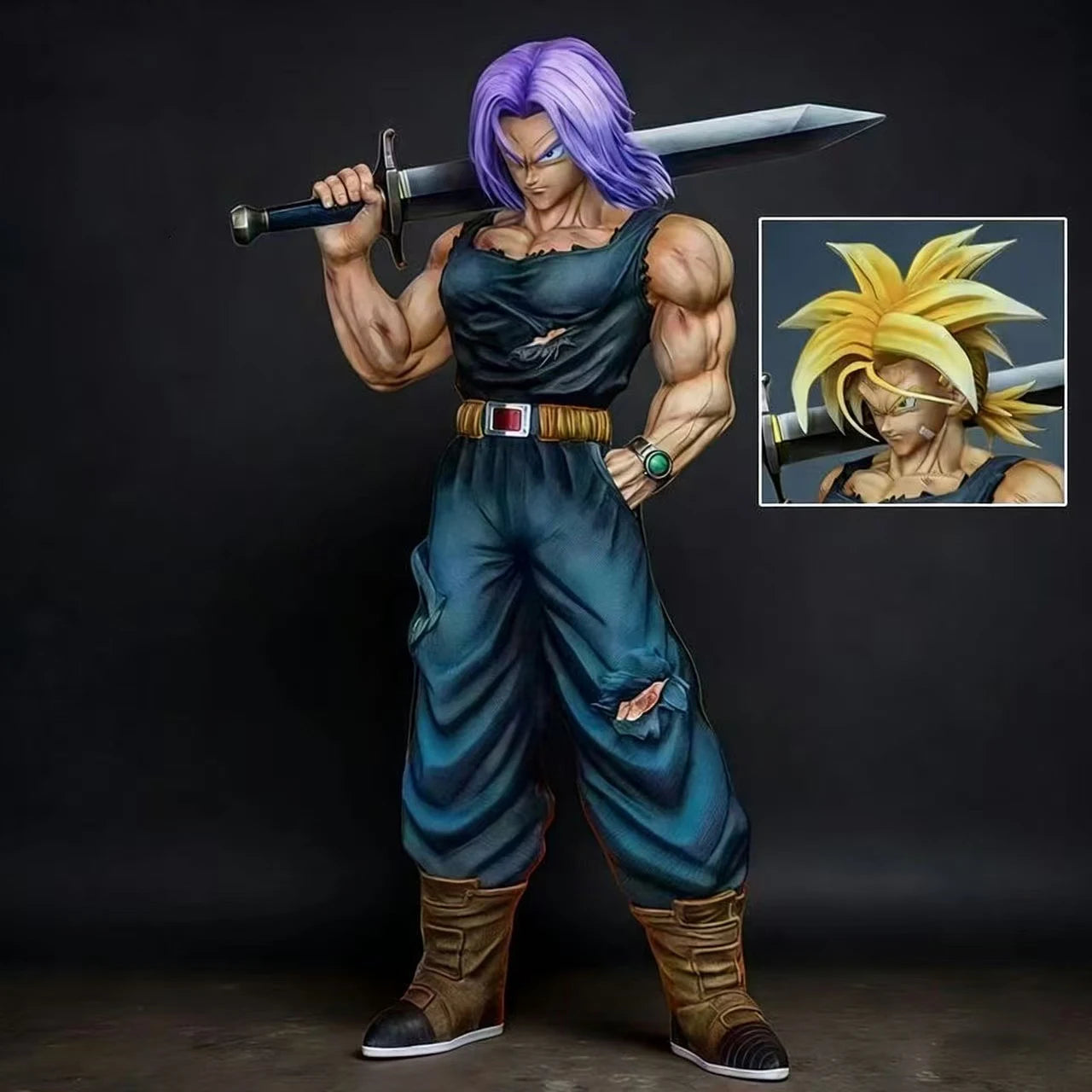 Figura Trunks del Futuro - Dragon Ball Z | 32,5cm con Cabezas Intercambiables Super Saiyan
