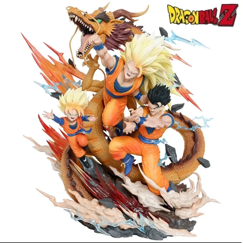 Figura Goku, Gohan y Goten - Dragon Ball | Puño de Dragón GK 28cm