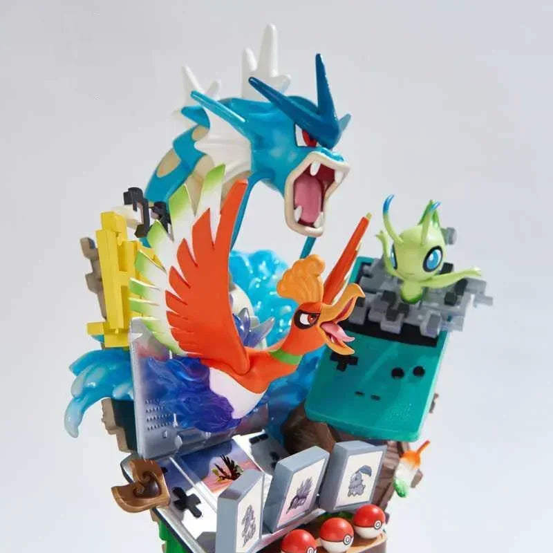 Diorama Pokémon Game Boy con Gyarados, Ho-Oh, Celebi, Lugia y Chikorita - Pokémon | PVC 20cm