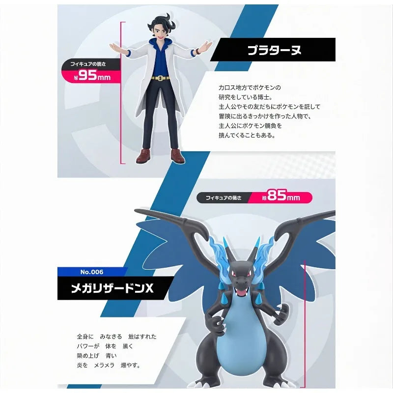 Figura Profesor Platane y Mega Charizard X - Pokémon | Bandai Scale World