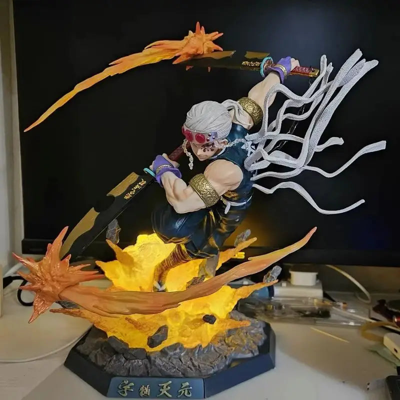 Figura de Anime Demon Slayer Up Uzui Tengen Kimetsu No Yaiba figura de acción de Pvc figura de luz Led muñeca juguetes regalos de modelos coleccionables