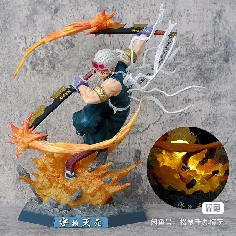 Figura de Anime Demon Slayer Up Uzui Tengen Kimetsu No Yaiba figura de acción de Pvc figura de luz Led muñeca juguetes regalos de modelos coleccionables