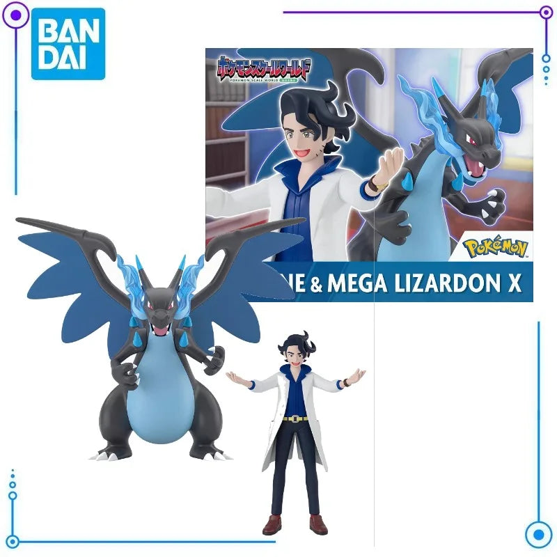Figura Profesor Platane y Mega Charizard X - Pokémon | Bandai Scale World