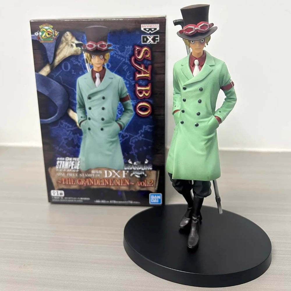 En Stock Bandai Original Banpresto DXF The Grandline Series One Piece Stampede Sabo 17cm colecciones modelo figuras de juguete