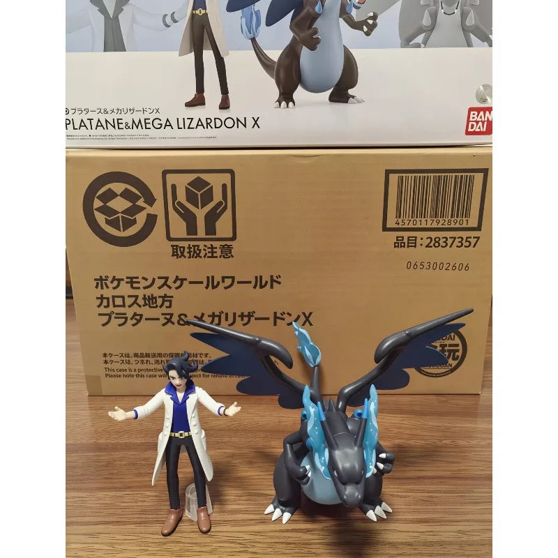 Figura Profesor Platane y Mega Charizard X - Pokémon | Bandai Scale World