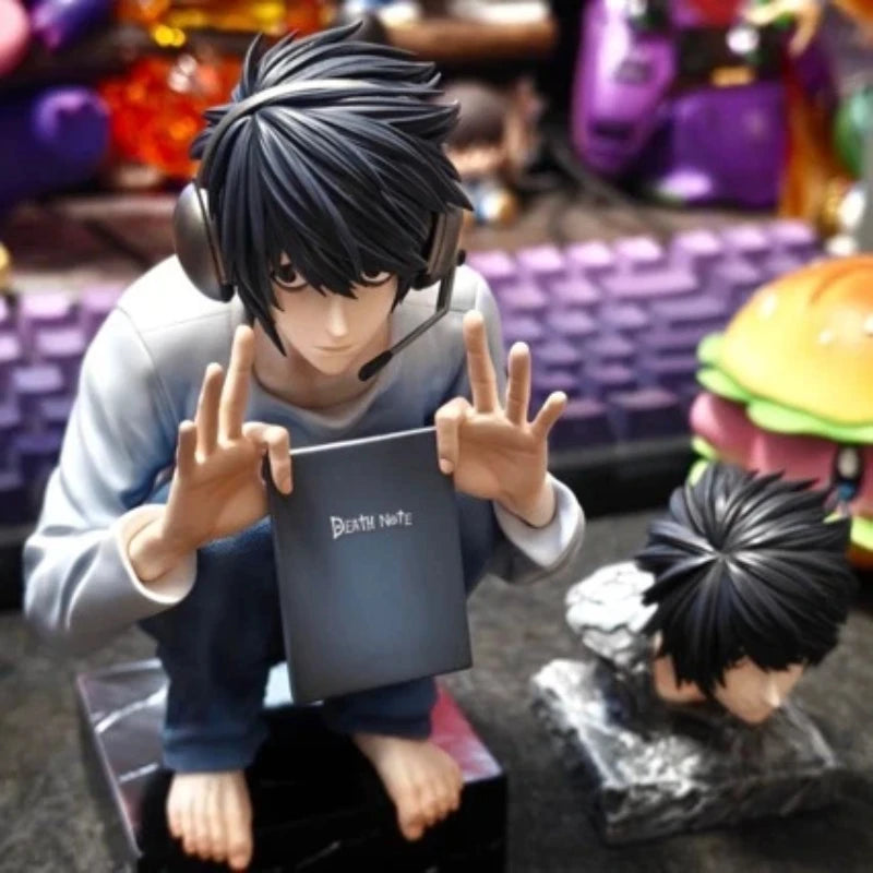 Figura L Lawliet - Death Note | Estatua GK Posicion Agachada 16cm
