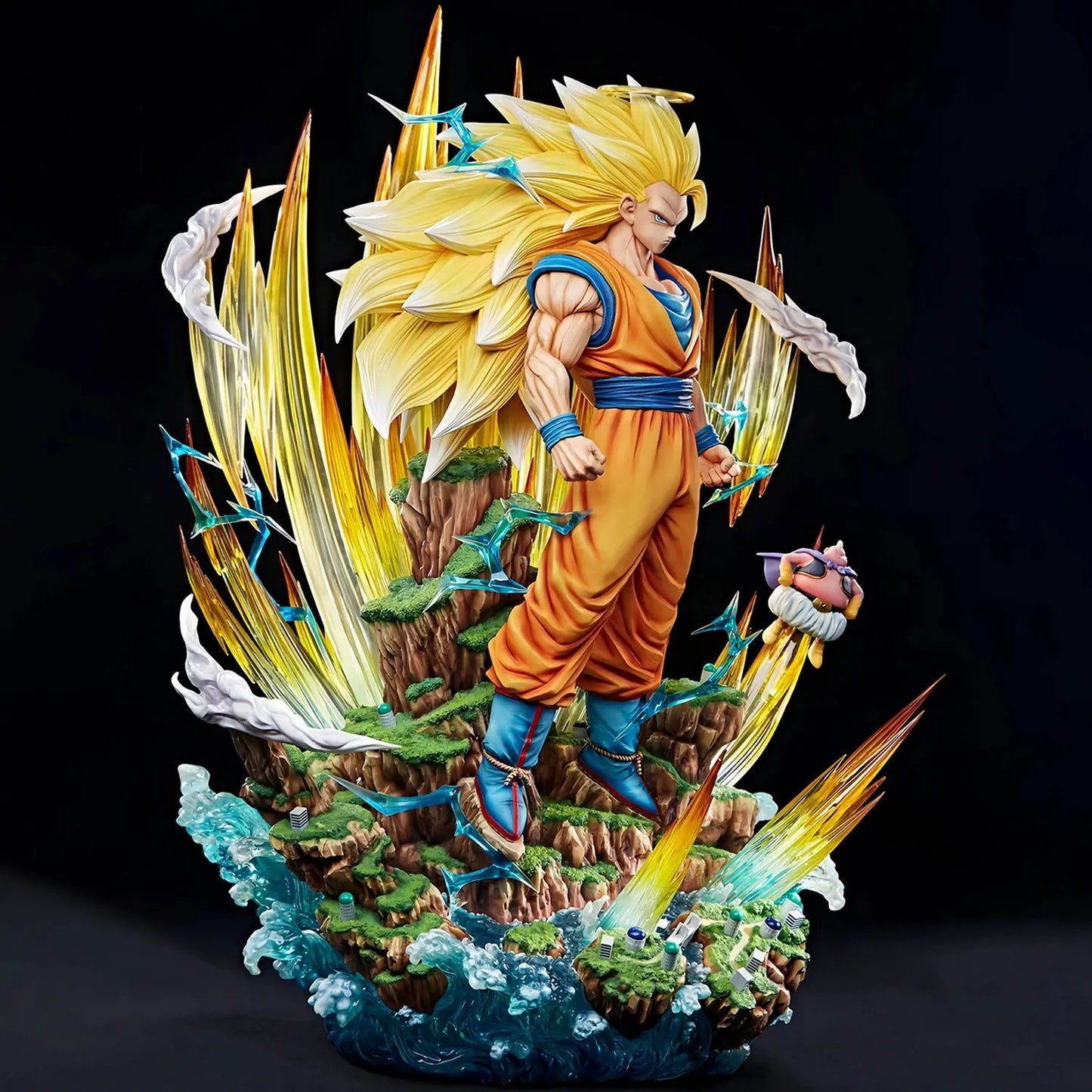 Figura Son Goku SSJ3 con Halo y Majin Buu - Dragon Ball Z | Saga Majin Buu 42cm
