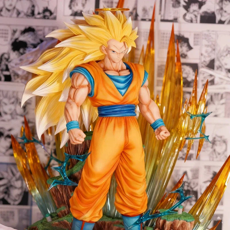 Figura Son Goku SSJ3 con Halo y Majin Buu - Dragon Ball Z | Saga Majin Buu 42cm