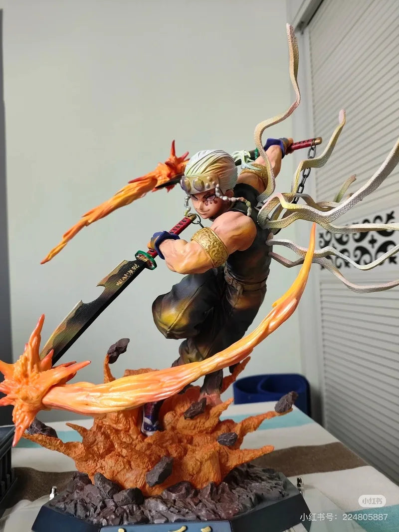 Figura de Anime Demon Slayer Up Uzui Tengen Kimetsu No Yaiba figura de acción de Pvc figura de luz Led muñeca juguetes regalos de modelos coleccionables