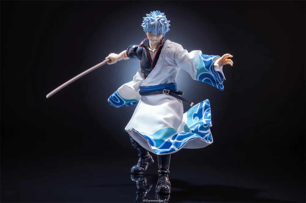 GINTAMA 1/12 soldado masculino guapo personaje de Anime japonés Gintoki Sakata ropa Yukata blanco para modelo de figura de acción de 6 pulgadas