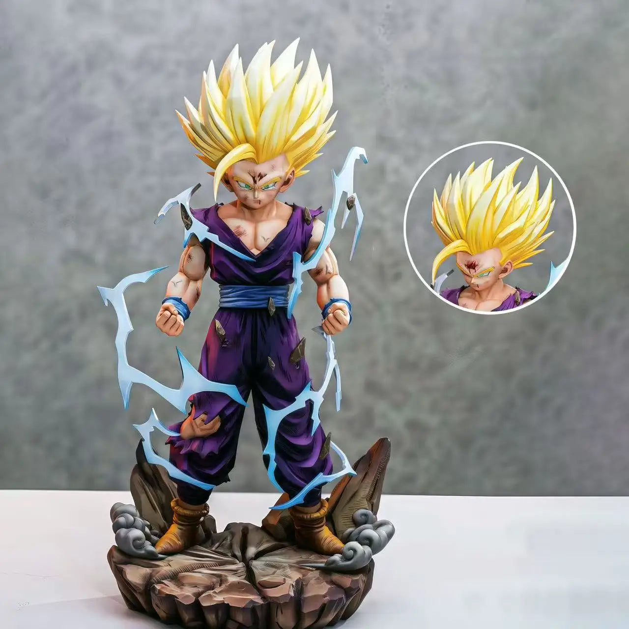 Figura Son Gohan - Dragon Ball | Son Gohan Super Saiyan con cabezas intercambiables 29cm