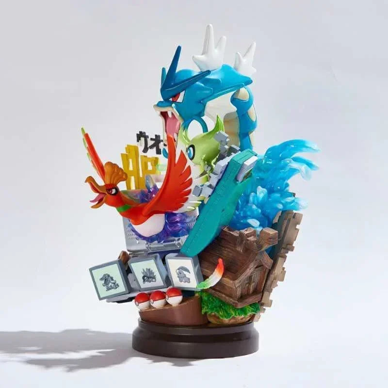 Diorama Pokémon Game Boy con Gyarados, Ho-Oh, Celebi, Lugia y Chikorita - Pokémon | PVC 20cm