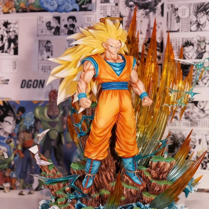 Figura Son Goku SSJ3 con Halo y Majin Buu - Dragon Ball Z | Saga Majin Buu 42cm