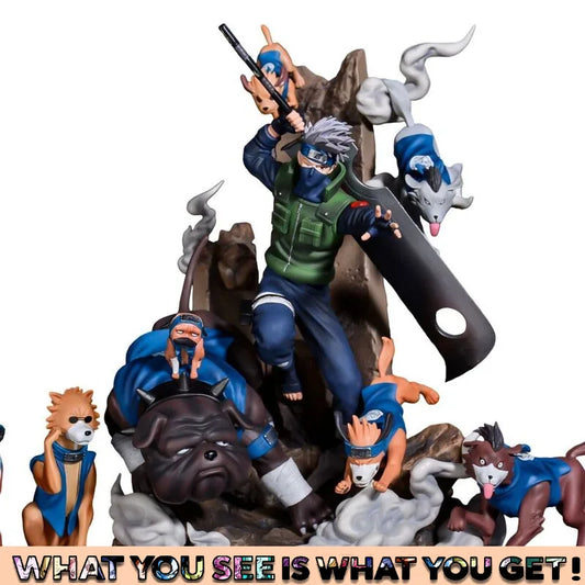 Figura Kakashi Hatake - Naruto Shippuden | Diorama GK Pack con Ninken 36cm