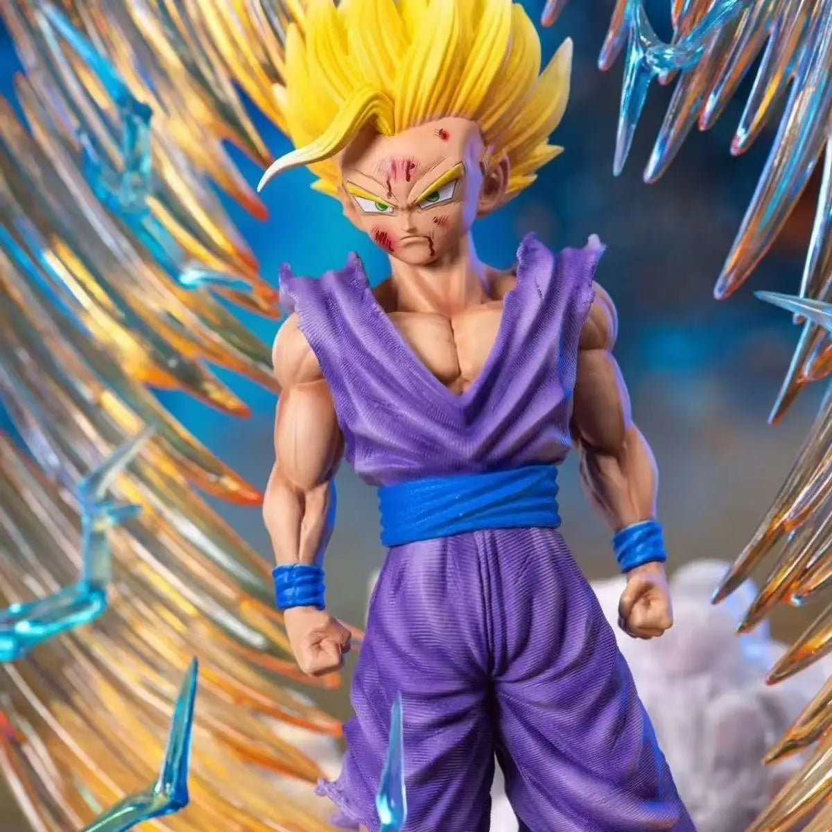 Figura Son Gohan Super Saiyan 2 (cabezas intercambiables, base LED) - Dragon Ball Z | JT Studio 35cm