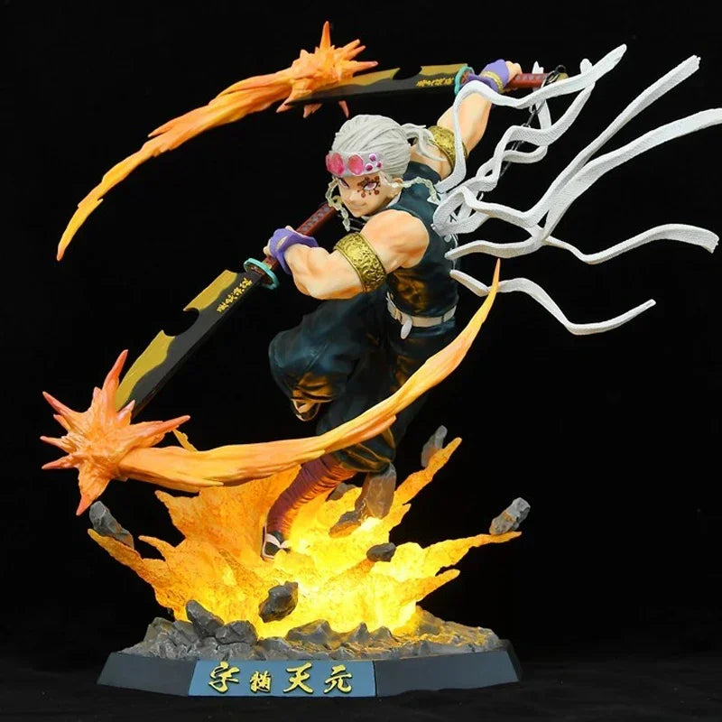 Figura de Anime Demon Slayer Up Uzui Tengen Kimetsu No Yaiba figura de acción de Pvc figura de luz Led muñeca juguetes regalos de modelos coleccionables