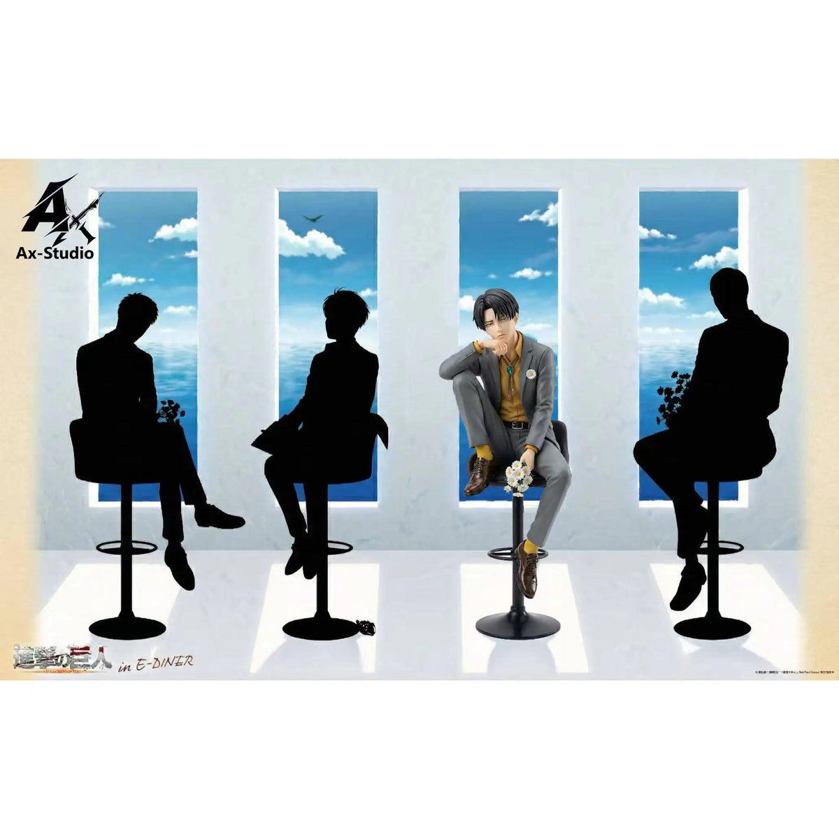 Figura Levi Ackerman con traje sentado en taburete - Attack on Titan | Ax-Studio GK 22cm