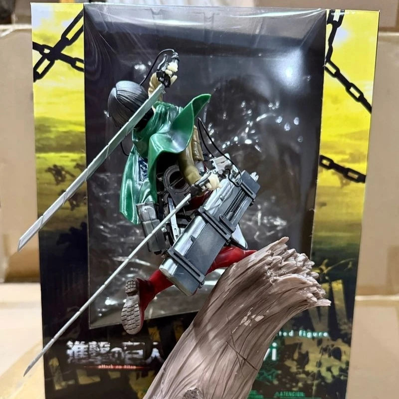 Figura Levi Ackerman - Attack on Titan | Levi Ackerman en pose de batalla con equipo de maniobras