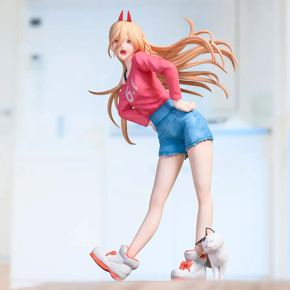 Figura de hombre motosierra de Anime de 15CM, posición sentada de potencia, modelo de Anime, juguetes, colección de regalos, adornos de decoración de PVC