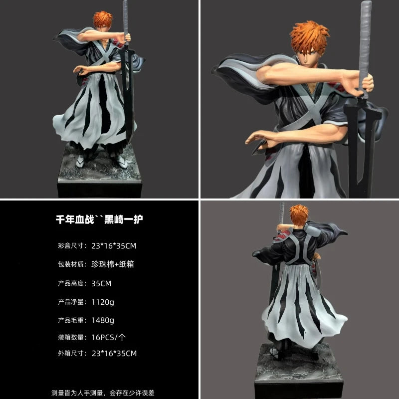 Figura Ichigo Kurosaki - Bleach | Ichigo Kurosaki con espadas dobles en pose de batalla 35cm
