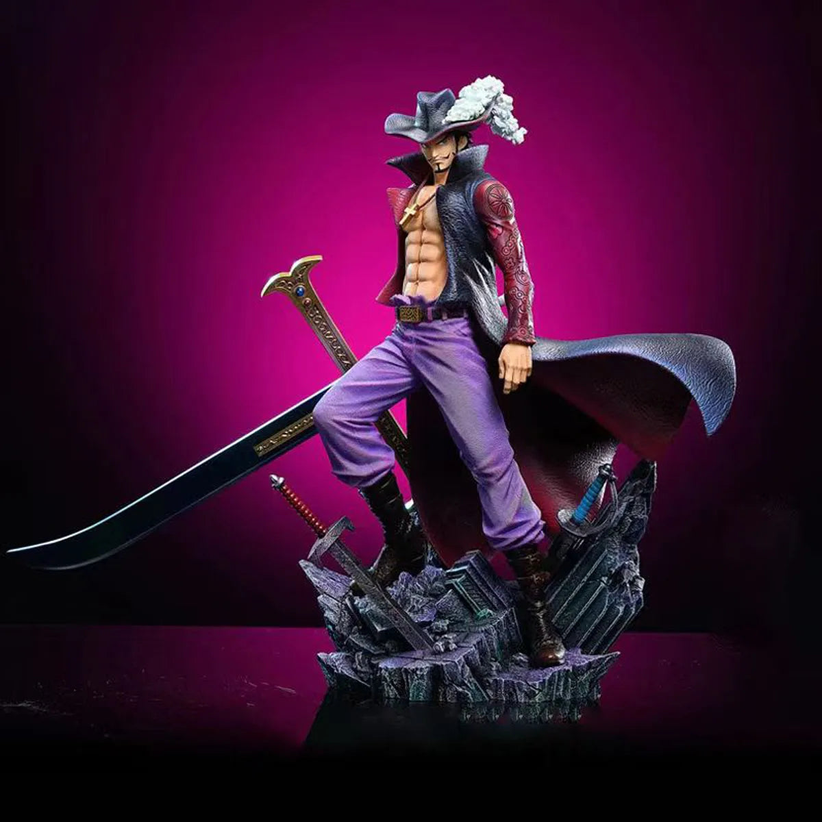 Figura Dracule Mihawk - One Piece | Dracule Mihawk, Ojo de Halcón, el mejor espadachín del mundo 28cm