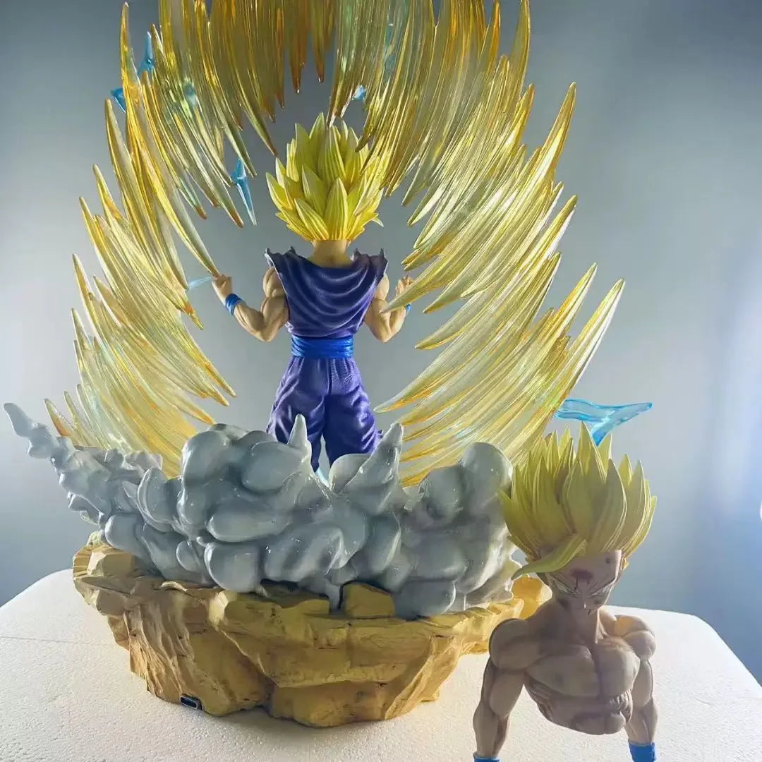 Figuras de Dragon Ball Son Gohan Anime Super Saiyan 2, estatua luminosa, cabeza reemplazable, modelo de mano, juguetes para regalos de cumpleaños