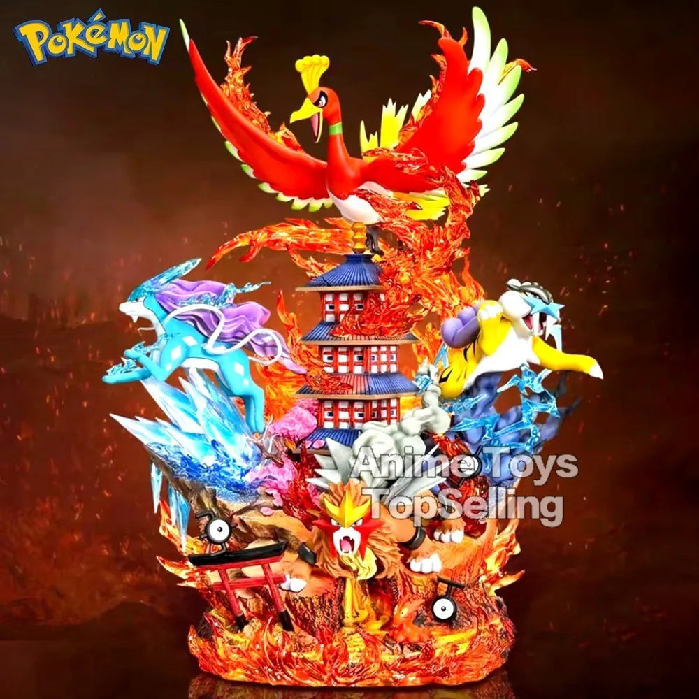 Figura Bestias Legendarias - Pokémon | Raikou, Suicune, Entei y Ho-Oh 38cm