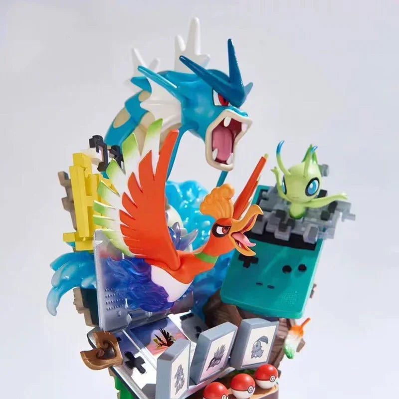Diorama Pokémon Game Boy con Gyarados, Ho-Oh, Celebi, Lugia y Chikorita - Pokémon | PVC 20cm