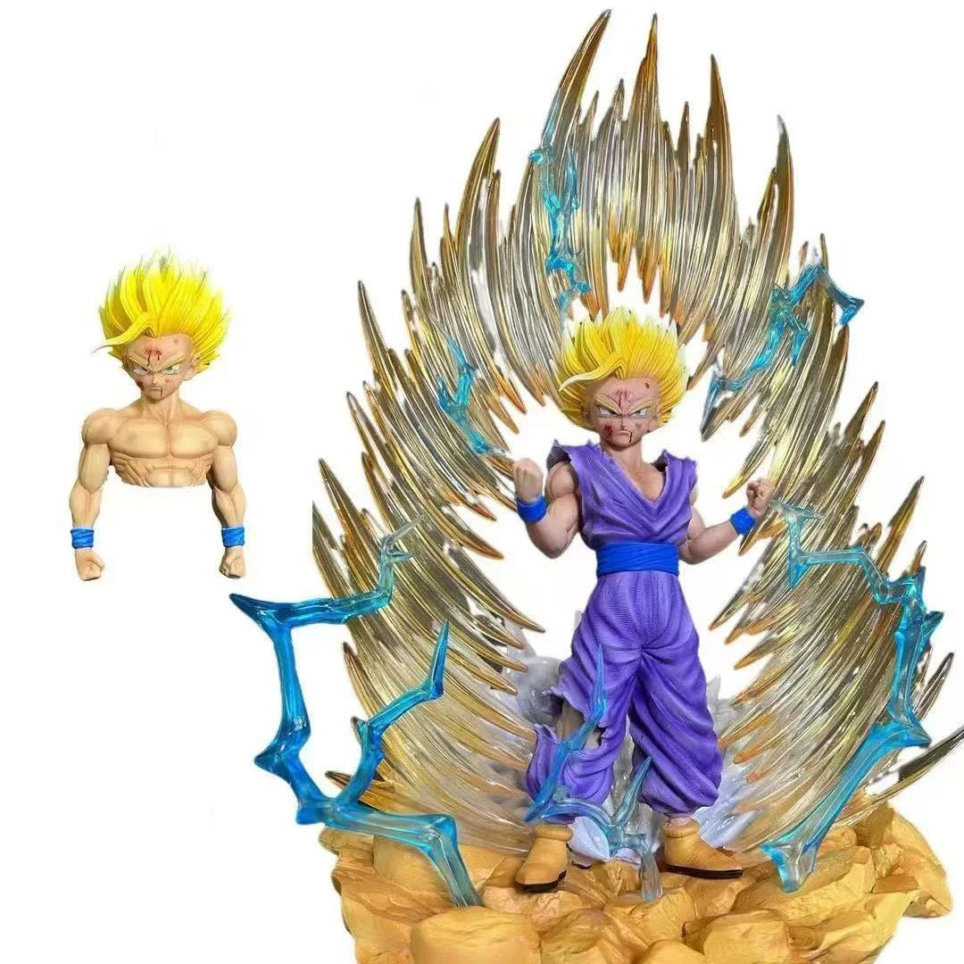 Figura Son Gohan Super Saiyan 2 (cabezas intercambiables, base LED) - Dragon Ball Z | JT Studio 35cm