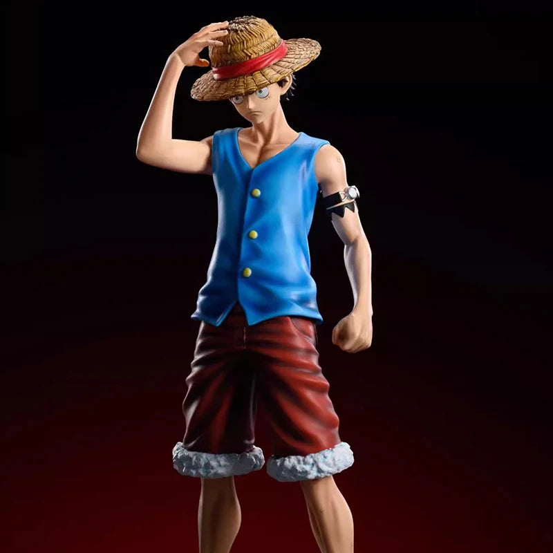 Estatua de PVC de 23cm, modelo de estudio JT de una pieza, Post-Timeskip Luffy, paquete de 2, sombrero, prensa, Pose, figura coleccionable de Anime, juguete de regalo