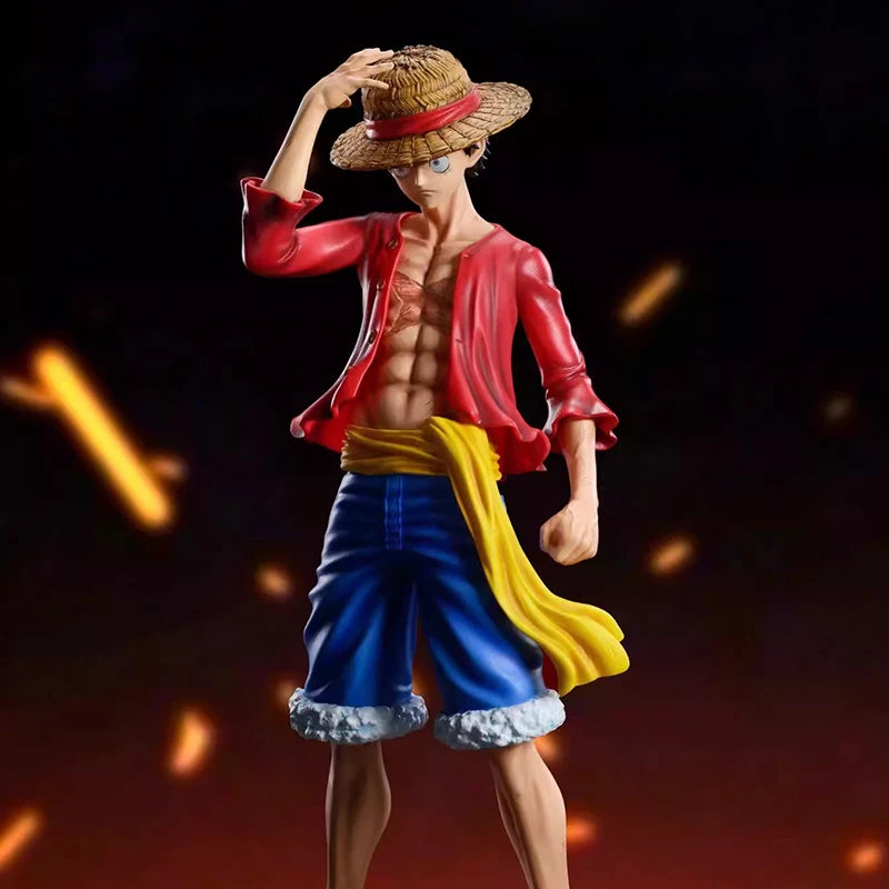Estatua de PVC de 23cm, modelo de estudio JT de una pieza, Post-Timeskip Luffy, paquete de 2, sombrero, prensa, Pose, figura coleccionable de Anime, juguete de regalo