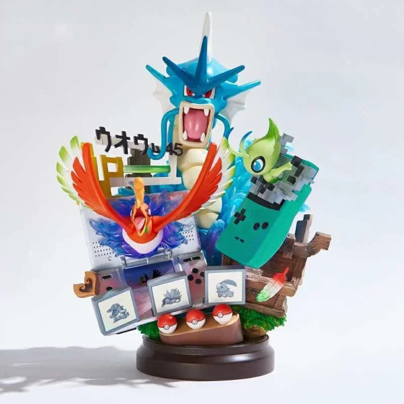 Diorama Pokémon Game Boy con Gyarados, Ho-Oh, Celebi, Lugia y Chikorita - Pokémon | PVC 20cm